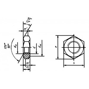 Чертеж, исполнение 1, гайка ГОСТ 10607-94, М52